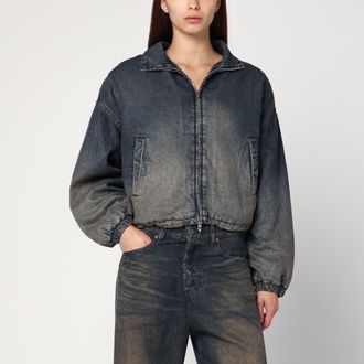 Diesel Womens De-Flower Jacket In Medium Blue With Faded Effect