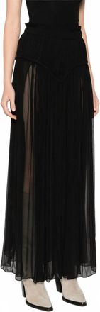 Isabel Marant Pre-Loved Rolande Maxi Chiffon Silk Skirt In Black