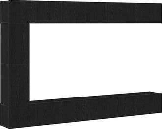 vidaXL Conjunto de mueble de TV 9 pcs Roble Negro Madera de ingeniería vidaXL