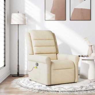 vidaXL Sill&oacute;n De Masaje Reclinable De Tela Crema Vidaxl