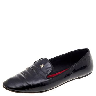 Carolina Herrera Black Patent Leather Smoking Loafers