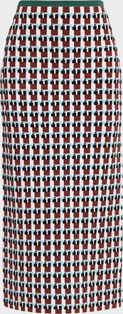 Zankov Raven Geo Wool Midi Skirt