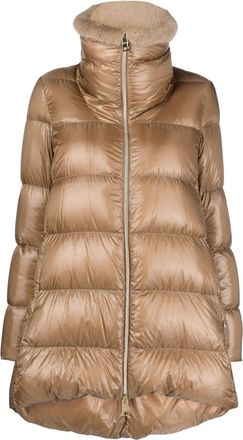 Herno padded zip-up jacket - women - Polyamide/Polyamide/Polyester/Feather Down - 44 - Brown