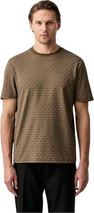 Michael Kors Signature Logo Print Katoenen Jersey T-shirt - Heren - Tops - Groen - Maat: M Katoen