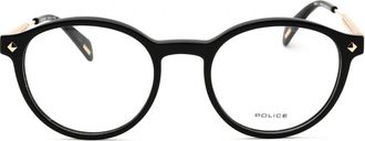 Police VPLG27M Round Acetate Eyeglasses - Black