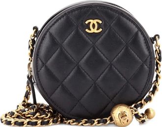 Chanel Pearl Crush Round with Chain Quilted Lambskin clutch bag - Nero