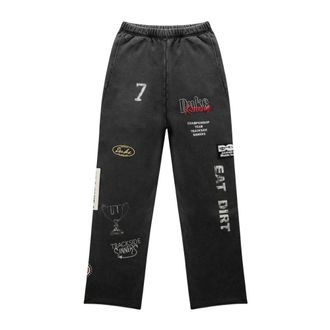 Duke + Dexter Duke + Dexter - Geborduurde Gewassen Joggingbroek - Heren - Broeken - Zwart - Maat: L Katoen