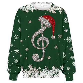 Generic Christmas Jumpers Plus Size Ladies Christmas Sweatshirt Oversized Sweatshirt Women Thermal Jumpers Womens Long Sleeve Warm Sweaters for Women Print an