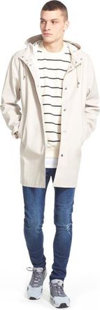 Stutterheim Stockholm Long Sleeve Hooded Raincoat in Lightsand at Nordstrom, Size Xx-Large