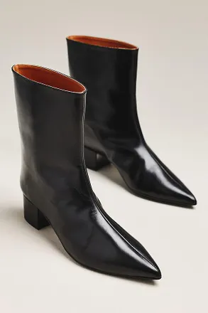 Maeve Leather Pointed-Toe Block Heel Boots