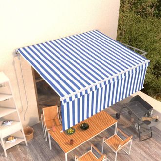 vidaXL Toldo Autom&aacute;tico Retr&aacute;ctil Con Persiana Azul Y Blanco 4,5x3 M Vidaxl