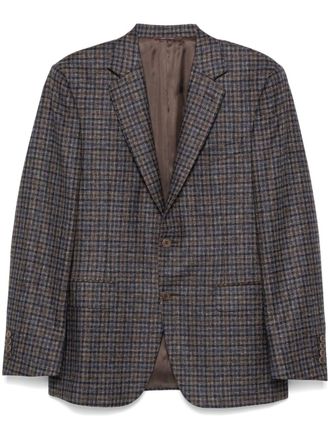 Canali plaid-check blazer - men - Wool/Cupro - 50 - Brown
