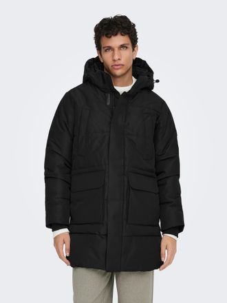 Only & Sons Parka ONLY & SONS ONSCAM PARKA OTW, Herren, Gr. XXL, schwarz, Web, Obermaterial: 100% Polyester, unifarben, Windstopperb&uuml;ndchen, Jacken Parka