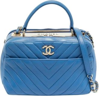 Chanel Pre-owned Lederen Handtas - Dames - Vintage Handtas - Blauw - ONE Size - Leer - Vintage