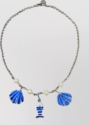 Marni chain necklace fish charm pearls shells