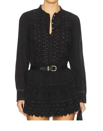 LoveShackFancy Larine Top In Black