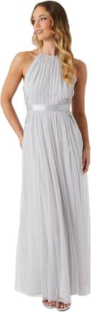 Coast Halterneck Lace Applique Bridesmaid Dress, 10, Grey Mist