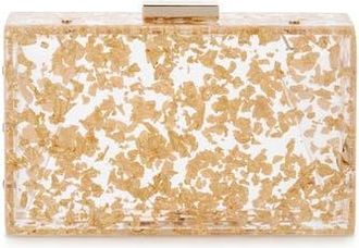 Olga Berg Carmella Foil-Flecked Box Clutch in Gold at Nordstrom Rack