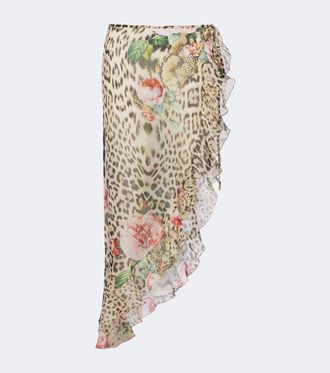 Roberto Cavalli Leopard-print silk beach cover-up
