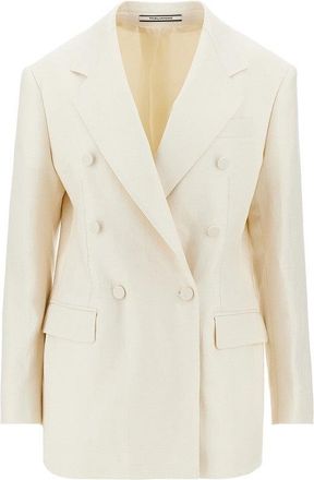 Tagliatore Double-breasted linen twill jacket Woman 44