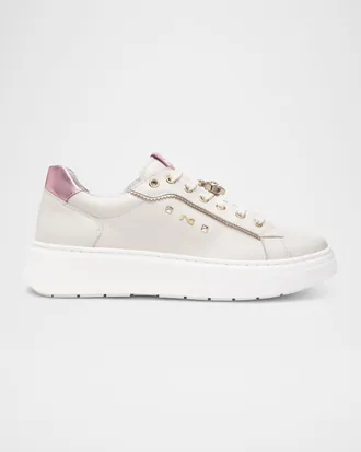 Nero Giardini Leather Retro Jeweled Low-Top Sneakers