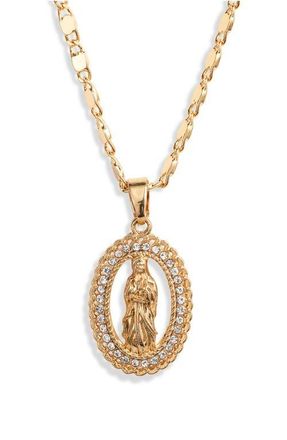 Vidakush Crystal Embellished Guadalupe Pendant Necklace in Gold at Nordstrom, Size 16