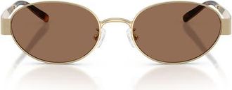 Tory Burch 54mm Oval Sunglasses in Light Gold /Dark Brown at Nordstrom