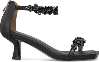 Alma En Pena Sandalen met strasversiering - Dames - Sandalen met hakken - Zwart - 38 EU - Leer - Schoenen