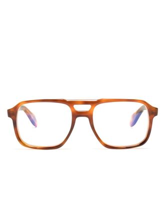 Cutler and Gross Occhiali rettangolari tartarugati - Marrone