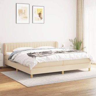 vidaXL Vidaxl - Cama Box Spring Con Colch&oacute;n Tela Color Crema 200x200 Cm