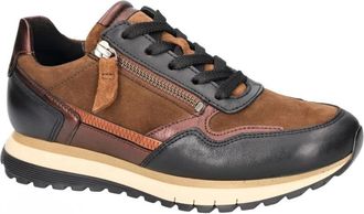 Gabor Schoenen, Dames, Bruin, 36 EU, Leer, 76.378.41 Luxe Sneaker met Brede Pasvorm