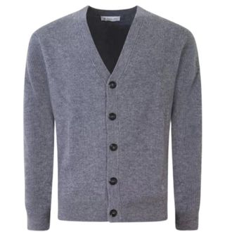 Manuel Ritz Cardigan in Lana a Coste Inglesi - - Knitwear - Uomo - Grigio - S