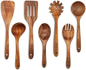 OEM Juego De Utensilios De Cocina, Juego De 7 Piezas, Utensilios De Cocina De Madera, Juego De Ollas Y Sartenes De Madera, Sin Bpa Ni Pl&aacute;stico