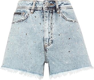 Philipp Plein Denim Hot Pants Crystal Rain - Dames - Denim shorts - Blauw - W25 - Denim - Korte Broeken