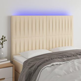 vidaXL Cabecero Con Luces Led Tela Crema 144x5x118/128 Cm Vidaxl