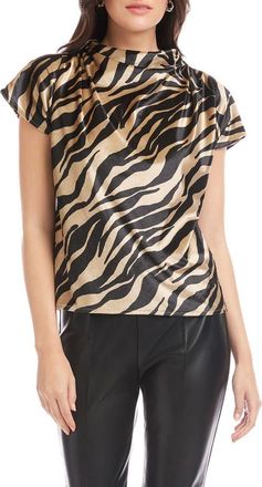 Fifteen Twenty Emmeline Cowl Neck Velvet Top in Zebra at Nordstrom, Size X-Small