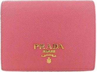 Prada Pre-owned Saffiano Metal Oro Bifold Portemonnee - Dames - Vintage Accessoires - Roze - ONE Size - Leer - Vintage