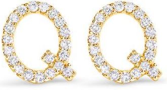 House of Brilliance 10K Gold 1/10 Cttw Diamond Initial A to Z Stud Earring in Yellow Gold | Q at Nordstrom