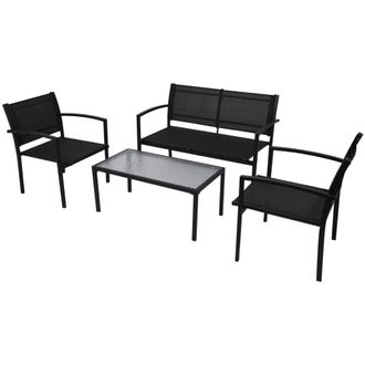 Berkfield Home 4 Piece Garden Lounge Set Textilene Black