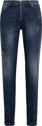 Kiton Slim Fit Katoenen Jeans - Heren - Slim Fit Jeans - Blauw - W33 - Katoen - Jeans