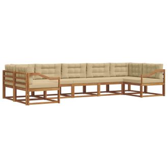 vidaXL Conjunto De Sof&aacute;s De Exterior Con Coj&iacute;n 7 Pcs Natural Y Beige Vidaxl