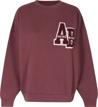 Anine Bing Dark Miles Letterman Oversized Brushed Cotton Sweatshirt