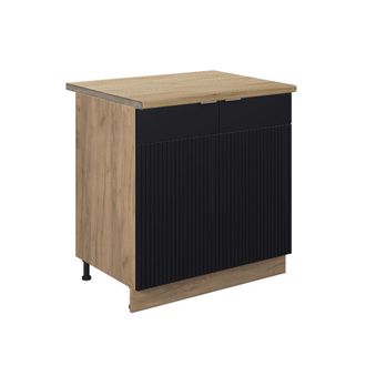 Vicco Armario Bajo Para Fregadero Fame-line, Rayas Negras, 80 Cm Con Estante, Et Roble Vicco