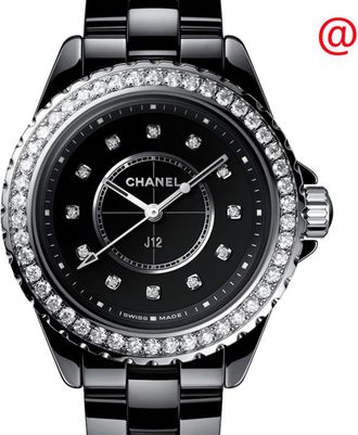 Chanel J12 Quartz Diamond Black Dial Ladies Watch H6419