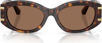 Dolce & Gabbana 55mm Oval Sunglasses in Havana /Dark Brown at Nordstrom
