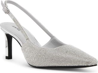 Anne Klein Rosel Pumps Womens Silver Stiletto Heel Slingback HTAT1856