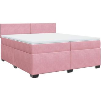 vidaXL Cama Box Spring Con Colch&oacute;n Terciopelo Rosa 200x200 Cm Vidaxl