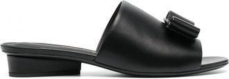 Ferragamo Womens Double Bow Mule Sandals In Black
