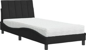 vidaXL Cama Con Colch&oacute;n Terciopelo Negro 90x200 Cm Vidaxl