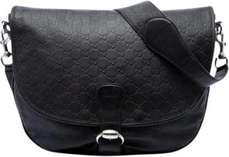 Gucci Pre-owned Embossed Leather Crossbody Bag - Dames - Vintage Schoudertas - Zwart - ONE Size - Leer - Vintage